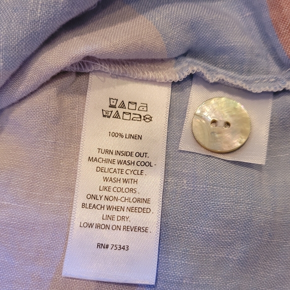 Cynthia Rowley Womens 100% Linen Striped 3/4 Sleeve Tunic Top Size: Large. - Picture 5 of 6